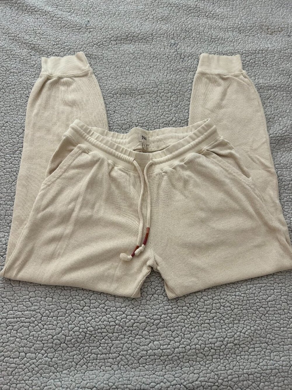 Pact -- organic cotton cream waffle joggers